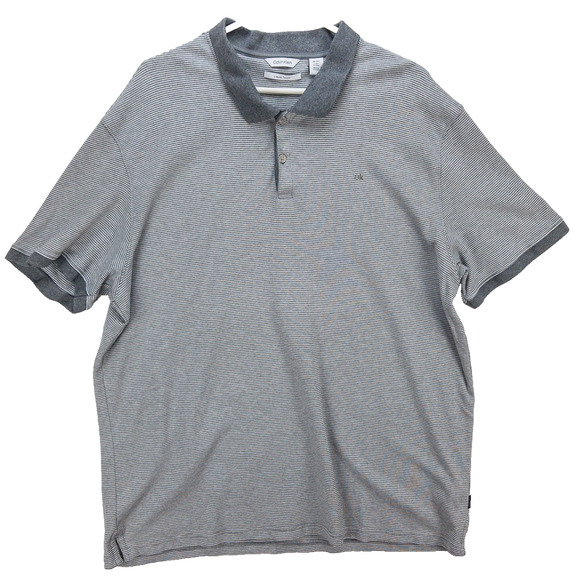 Calvin Klein Other - Calvin Klein Liquid Touch Polo Men’s 2XL Gray Stripe Soft Business Casual Shirt